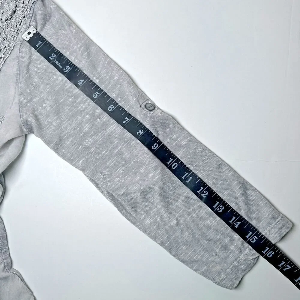 Solitaire Blouse Small Gray Crochet Lace‎ Embroidered Rayon Boho Peasant Top